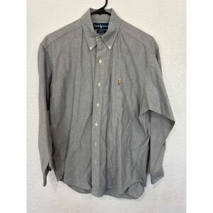 Ralph Lauren Blake Men's Small Grey Gingham Button Down Shirt 100% Cotton